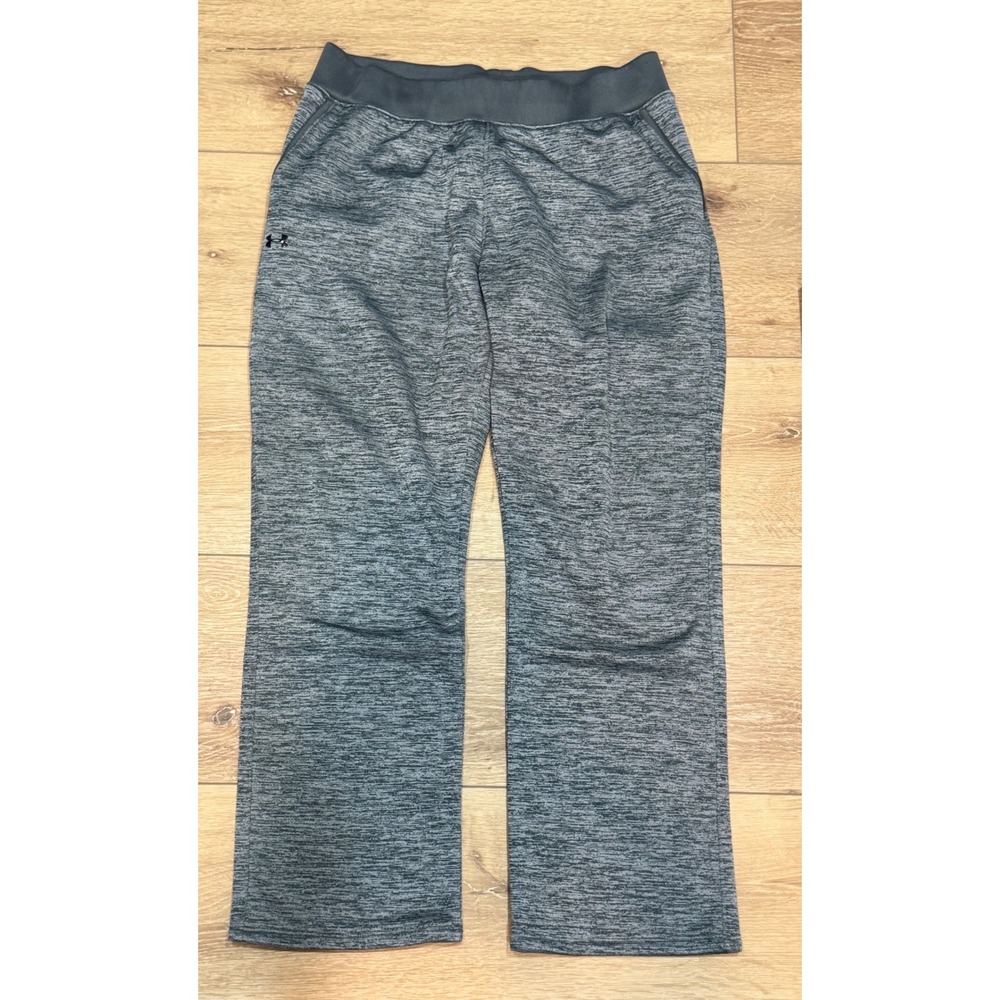Under Armour Womens Grey Space Dye Fleece Sweatpants Loose Fit Straight Leg LG